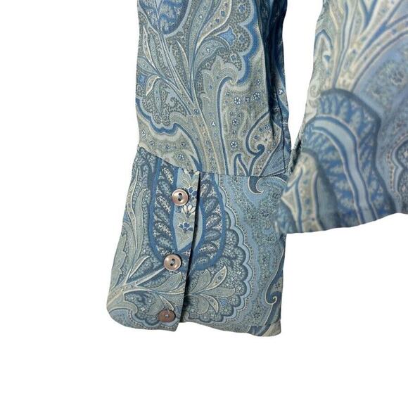 Bebe Y2K Vintage Button Up Wide Sheer Fairy Bell Sleeve Paisley Top Shirt XS - Picture 13 of 16